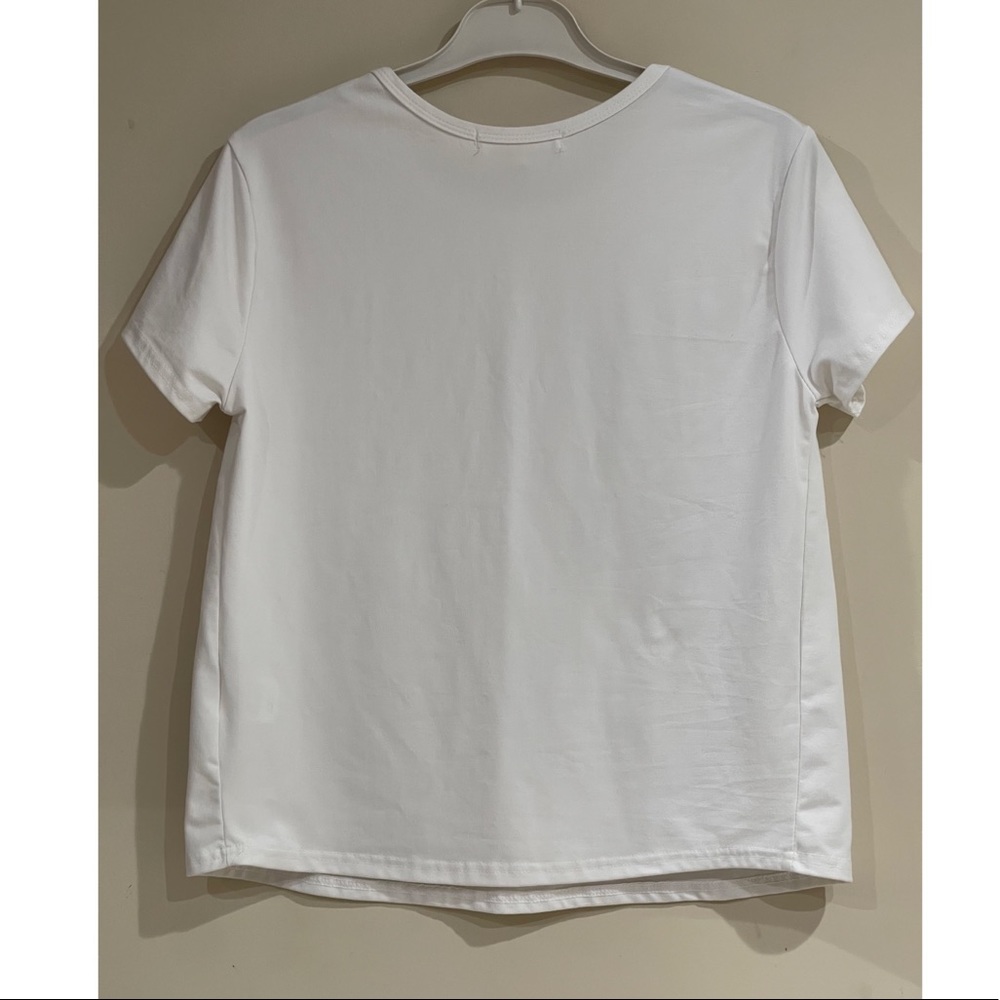 Wishful Park Good Vibes Print White Short Sleeves Top Size L - Picture 3 of 7